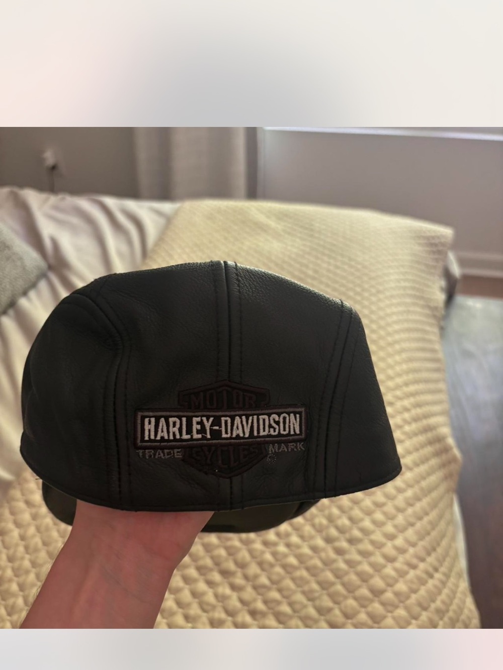 Harley-Davidson Black Leather Hat with Winged Logo